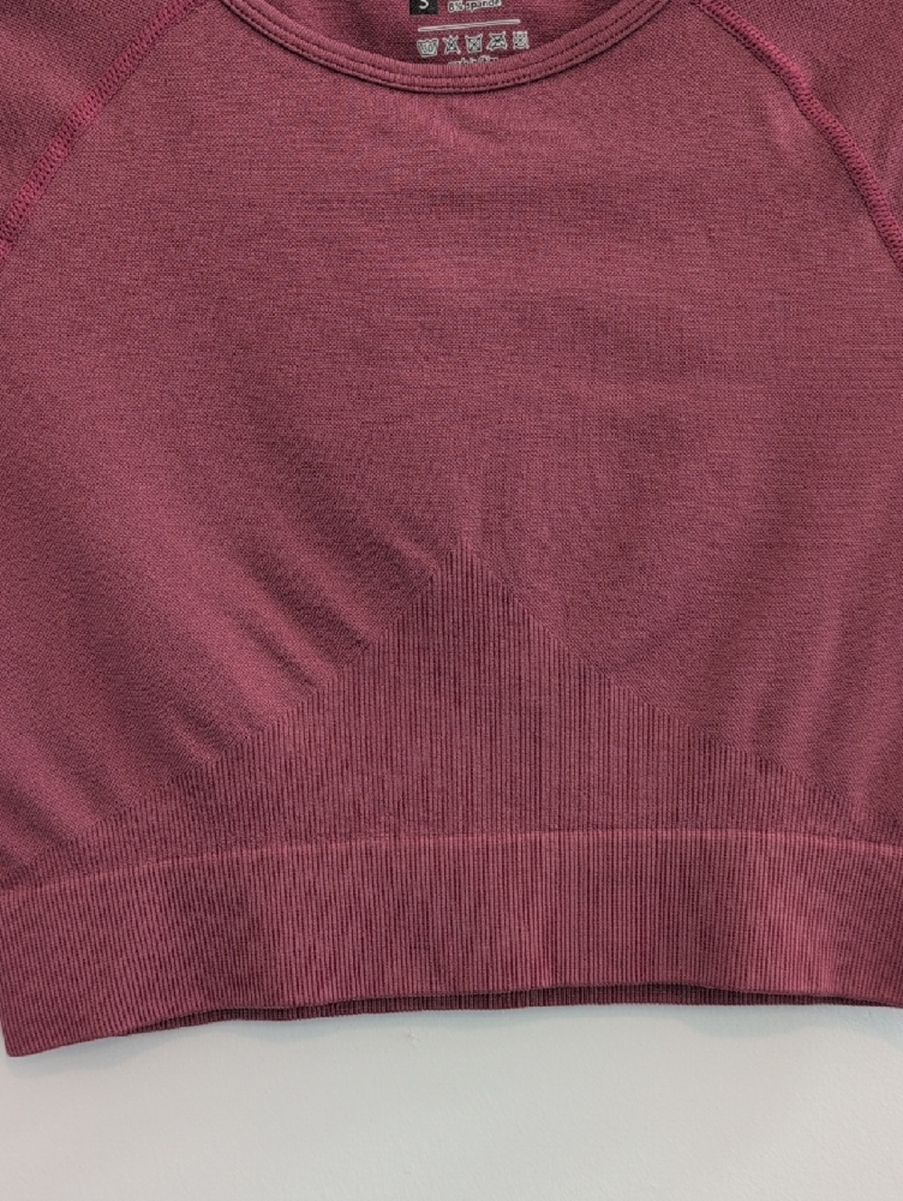 Seamless Short Sleeve Crop Workout Top - Mauve Pink - Picture 3 of 5